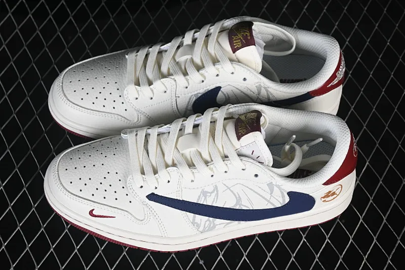 All categories Air Jordan Jordan series basketball shoes Air Jordan 1 Low High-end customized low-top sneakers Travis Scott x Fragment Design x Air Jordan 1 Low OG SP AJ1 Joe 1 Year of the Horse limited white blue wine red low-top cultural casual sneakers NH0601-064